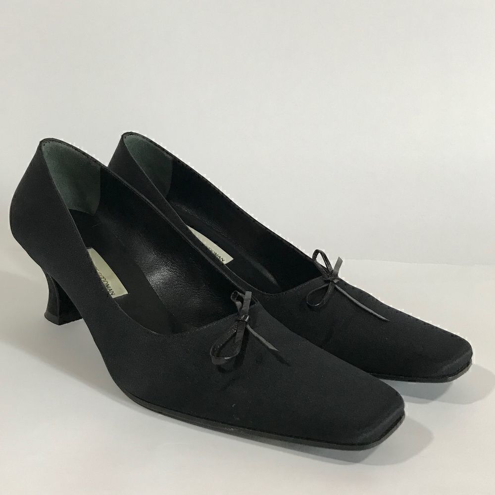 Vintage Bergdorf Goodman Satin Square Toe Pumps